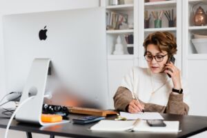 woman using a computer