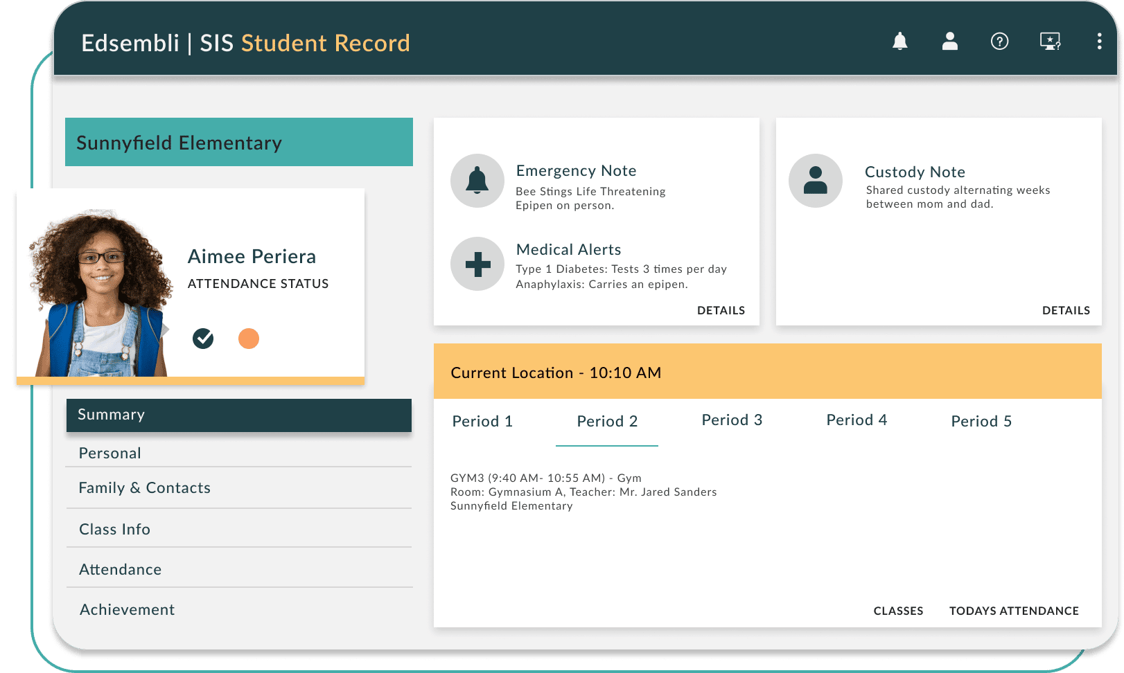 Dashboard of Edsembli | SIS Student Record Portal