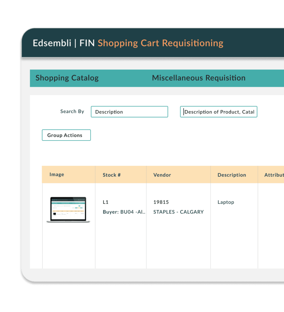 Dashboard of Edsembli | FIN Automated Purchasing Workflow